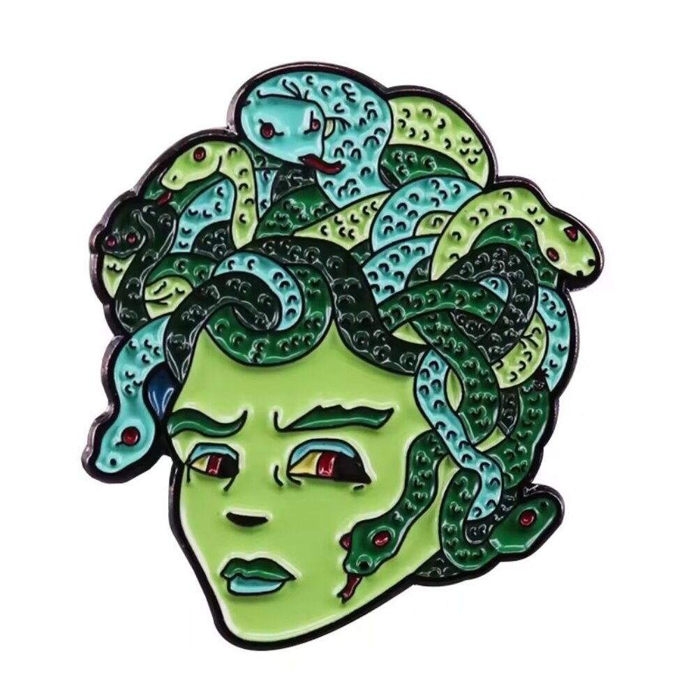 Medusa Metal Enamel 1.5" Pin brooch NEW